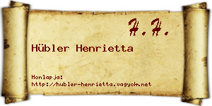 Hübler Henrietta névjegykártya